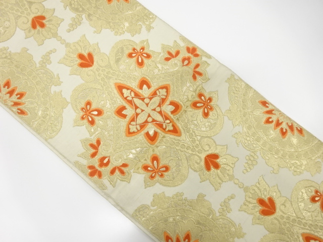 JAPANESE KIMONO / ANTIQUE FUKURO OBI / SILK / WOVEN FLORAL SARASA